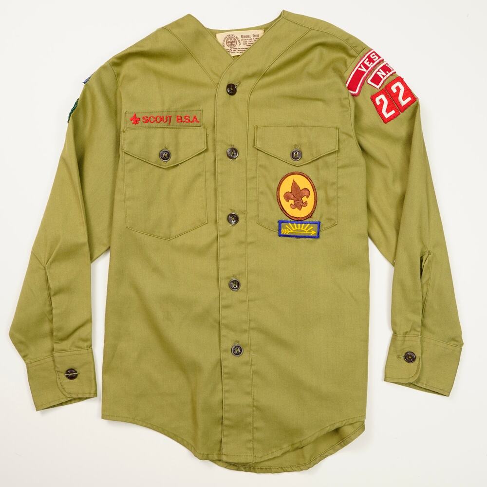 Vintage 70's Boy Scouts of America long sleeve Shirt size 12 Vestal NY